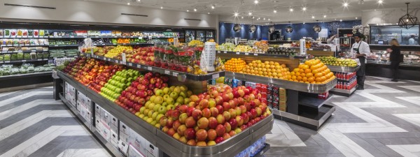 Produce section of grocery market.